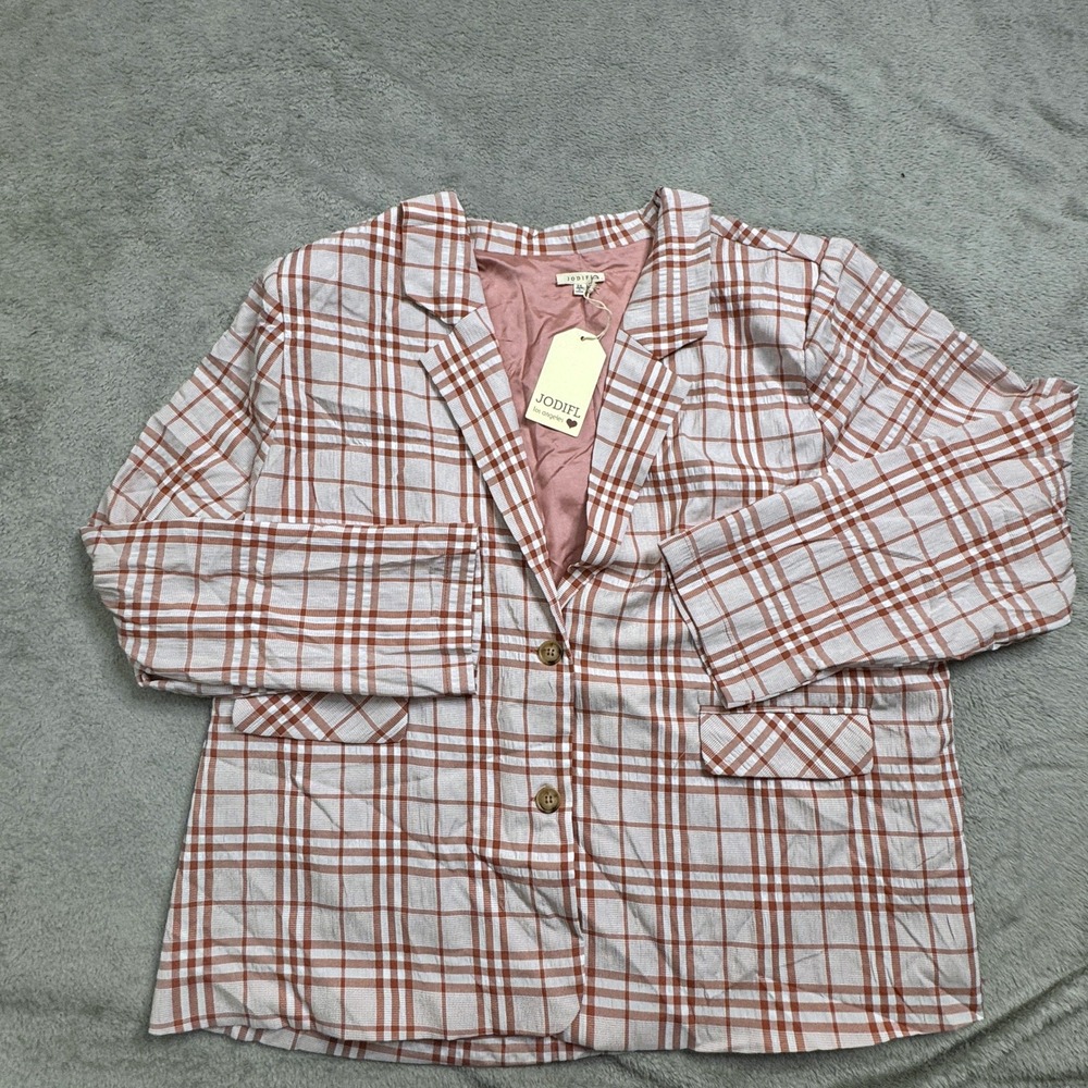 NWT Jodifl Women's Blazer Size 3X Plaid Light Weight Beautiful!‎ BRAND NEW!